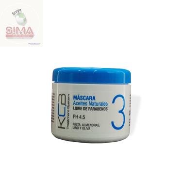 Kcb, máscara aceites naturales, sin parabenos, 300 cc.